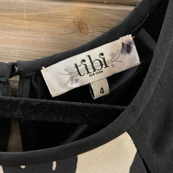 TIBI New York 100% Silk Black and White Abstract Sheath Dress Women's Si… - Picture 4 of 14